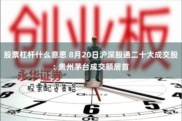 股票杠杆什么意思 8月20日沪深股通二十大成交股: 贵州茅台成交额居首