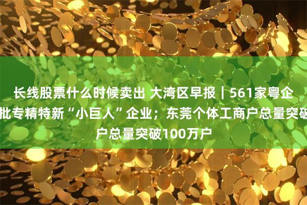 长线股票什么时候卖出 大湾区早报｜561家粤企入选新一批专精特新“小巨人”企业；东莞个体工商户总量突破100万户