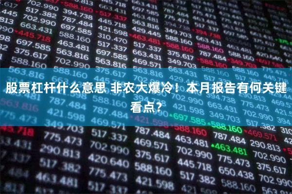 股票杠杆什么意思 非农大爆冷！本月报告有何关键看点？