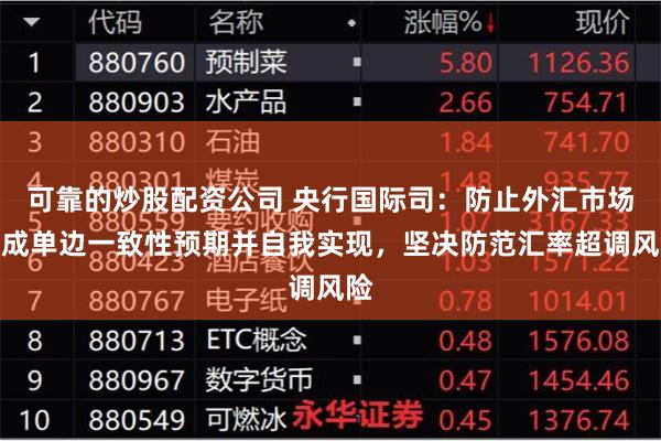 可靠的炒股配资公司 央行国际司：防止外汇市场形成单边一致性预期并自我实现，坚决防范汇率超调风险